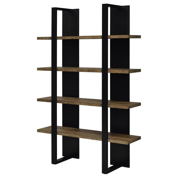 Danbrook - 4-Shelf Bookshelf - Black And Aged Walnut