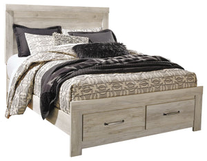 Bellaby - Whitewash - Queen Platform Bed with 2 Storage Drawers