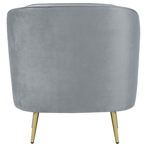 Sophia - Upholstered Channel Tufted Barrel Accent Chair - Gray