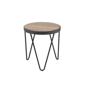 Bage - End Table - Weathered Gray Oak & Metal