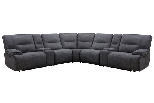 Gladiator - 7 Piece Modular Power Zero Gravity Reclining Sectional With Power Adjustable Headrests - Cobalt