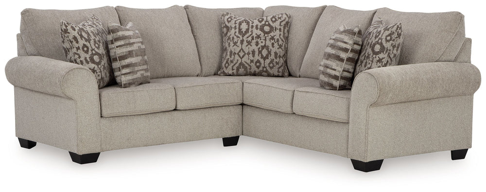 Whether your vision is traditional or cozy farmhouse, this sectional has the corner on style. Merging ultimate comfort with striking good looks, this chic seating includes coordinating accent pillows for that much more feel-good allure.<br/><br/><b>Produc