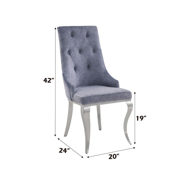 Dekel - Side Chair (Set of 2) - Gray Fabric & Stainless Steel