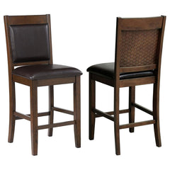 Blending timeless craftsmanship with modern comfort, this counter-height chair offers a sophisticated seating solution. Its rich walnut wood finish highlights the natural beauty of the rubberwood frame, while the padded seat and backrest provide luxurious