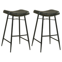 Inject a heavy dose of casual character to your kitchen or bar with the rich antiqued leather upholstery featured on a classic backless stool. Its gently curved seat cradles you in comfort, with channel tufting that adds texture and compelling style. A du