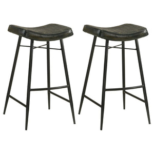 Inject a heavy dose of casual character to your kitchen or bar with the rich antiqued leather upholstery featured on a classic backless stool. Its gently curved seat cradles you in comfort, with channel tufting that adds texture and compelling style. A du