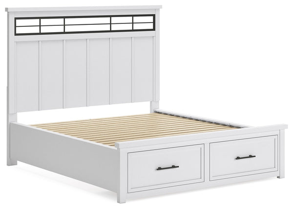 Ashbryn - White / Natural - California King Panel Storage Bed