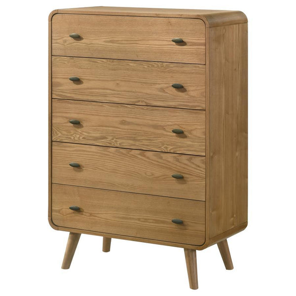  and walnut veneer for durability and style. Featuring five spacious drawers