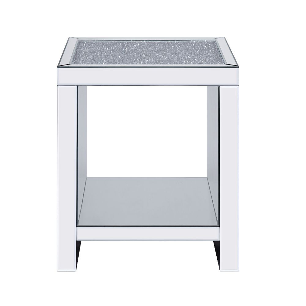 The Malish End Table will add a contemporary touch to any room in your home. With its clean lines, this brilliant square occasional table showcases a distinctive style for an intriguing look. The table features a fully mirrored beveled frame and tempered 