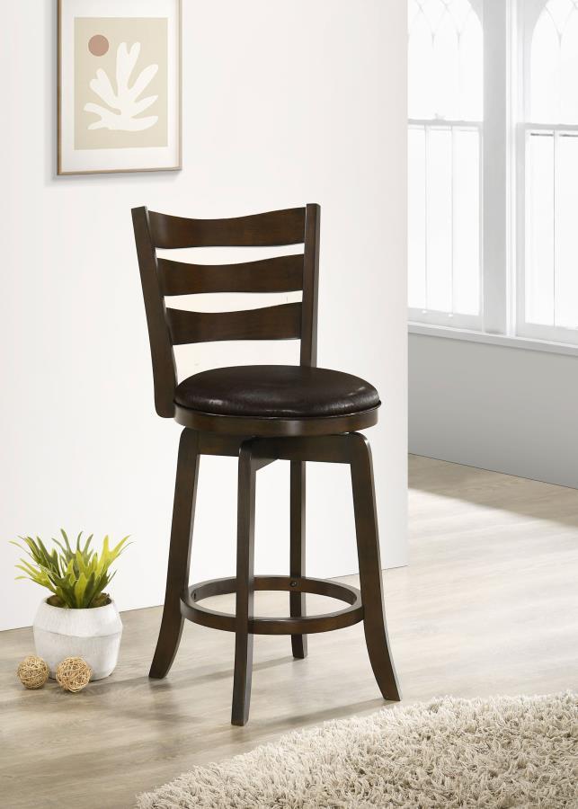 Revel in the timeless charm of this classic wood bar stool, where traditional design and modern functionality blend seamlessly. The 360-degree swivel invites engagement and ease, whether it-'s a casual brunch or an intimate evening. Its distinctive back d