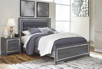 Reminiscent of Hollywood glamour of yesteryear, this queen panel bed interprets luxury in a decidedly modern way. Sumptuous details include button-tufted upholstery, faceted faux crystals and chrome-tone accents beautifully lit by LED lights enhanced with