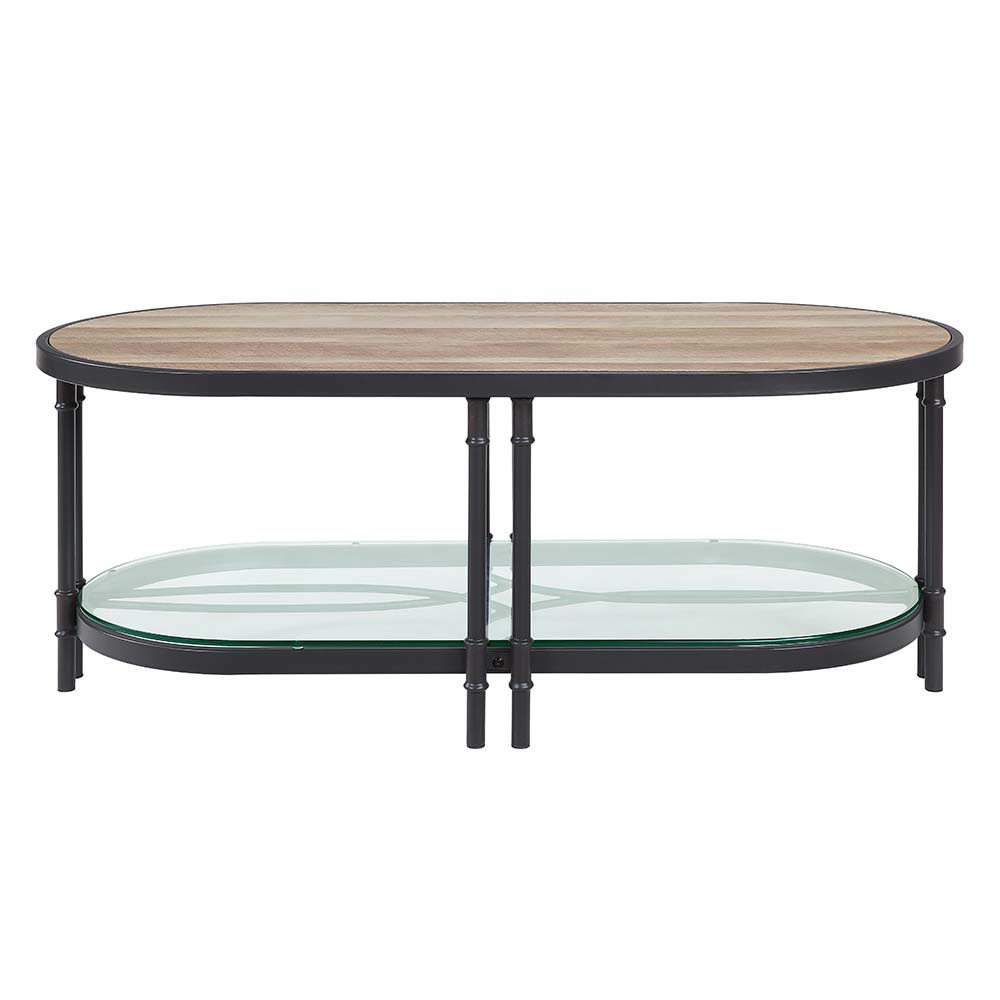 Brantley - Coffee Table With Glass Shelf - Brown, Light - 47-"