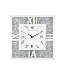 This Noralie square wall clock is covered in beveled mirrored panels that highlight its glamorous style. Featuring crushed acrylic faux diamonds that will naturally attract the eye. Durable engineered wood supports the frame. The clock face comes with a t