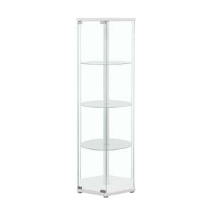 Zahavah - 4-Shelf Hexagonal Clear Glass Curio Cabinet - White