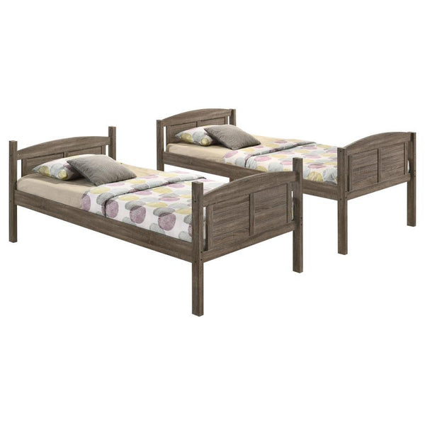 Flynn - Wood Twin Over Twin Bunk Bed - Weathered Brown