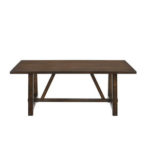  Rectangular Table w/Trestle Base Wooden Fixed Table Top (No Leaves) 18+18mm MDF w/Knotty Oak Veneer Edging with Veneer