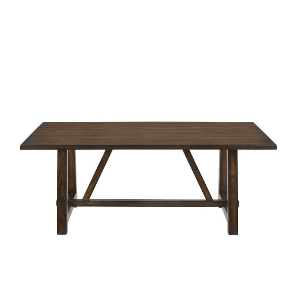  Rectangular Table w/Trestle Base Wooden Fixed Table Top (No Leaves) 18+18mm MDF w/Knotty Oak Veneer Edging with Veneer