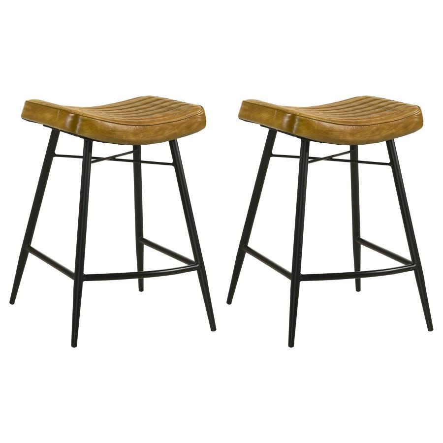 Inject a heavy dose of casual character to your kitchen or bar with the rich antiqued leather upholstery featured on a classic backless stool. Its gently curved seat cradles you in comfort, with channel tufting that adds texture and compelling style. A du
