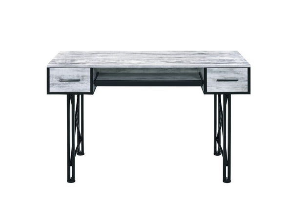 Settea - Desk - Antique White & Black Finish