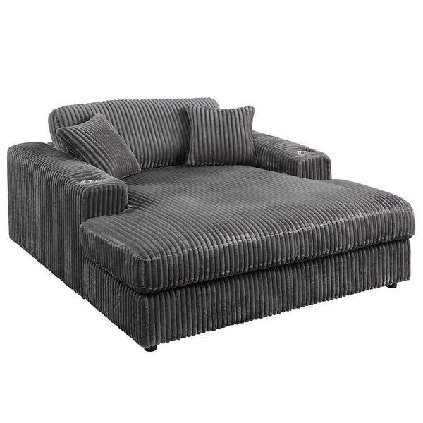 Hilde - Chaise With 2 Pillows - Gray