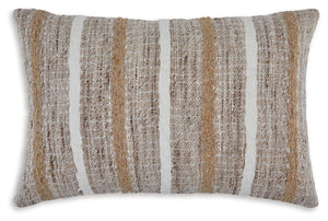 This lumbar accent pillow lends casual style and personality to any room. Its neutral striped design is an easy way to refresh your furniture for a new look and feel. Therapeutic as well as appealing, this pillow provides back support no matter where you-