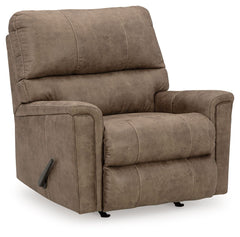 This decidedly modern recliner proves less is more, bringing simply inviting style to your living room. Take the guesswork out of decoratingâ€”its warm faux leather has a universal appeal, pairing with casual and contemporary aesthetics alike. And with th