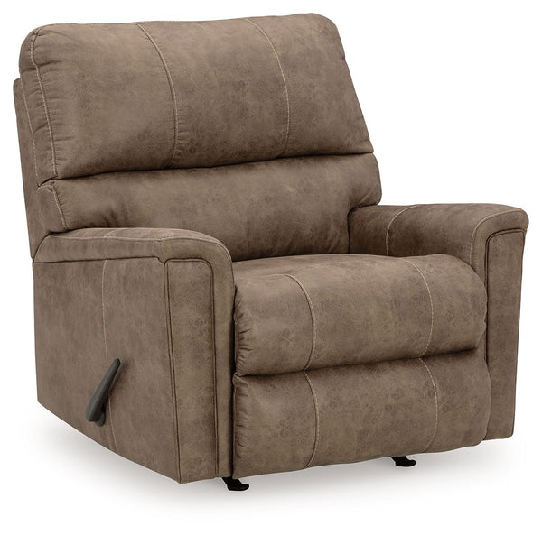This decidedly modern recliner proves less is more, bringing simply inviting style to your living room. Take the guesswork out of decoratingâ€”its warm faux leather has a universal appeal, pairing with casual and contemporary aesthetics alike. And with th