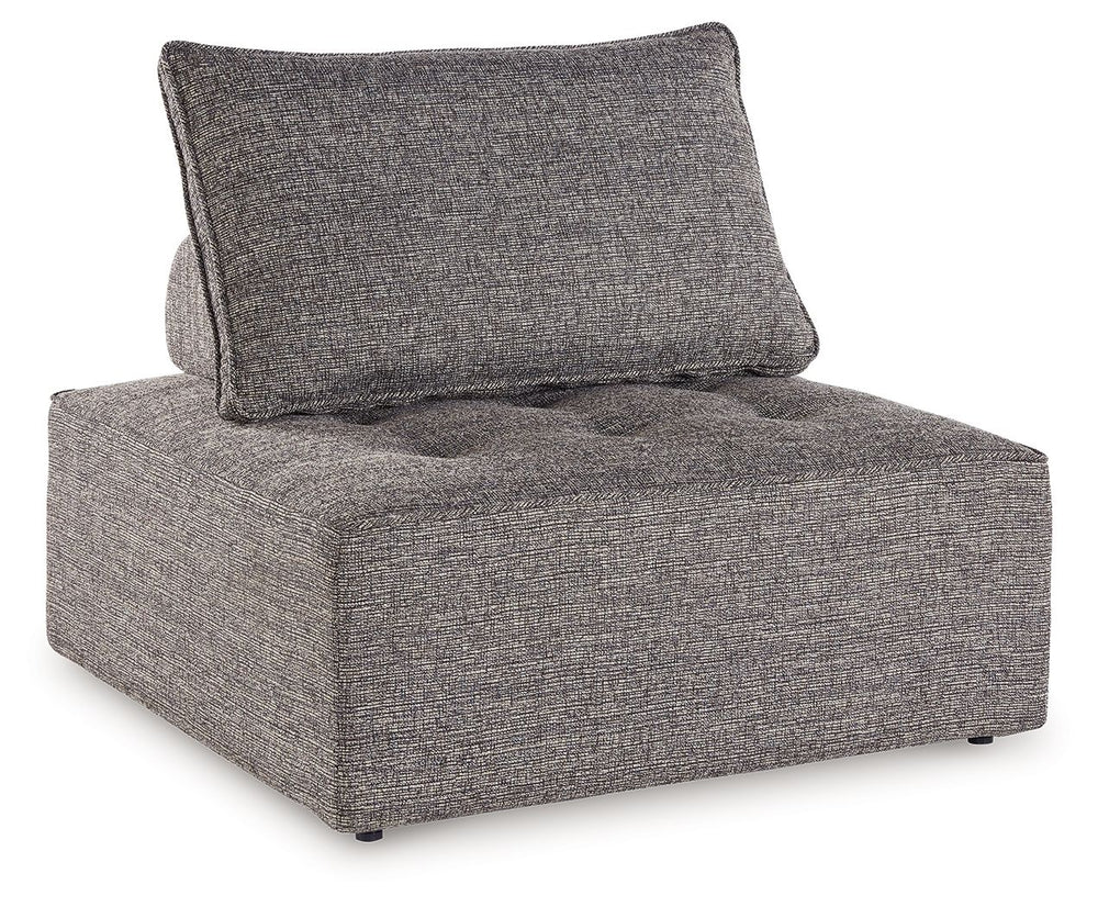 This modular seating set seeks to bring serenity to your outdoor seating area. Channeling Japandi and casual contemporary aesthetics, its low profile encourages laid-back living without sacrificing sophistication. The included back cushions complete momen
