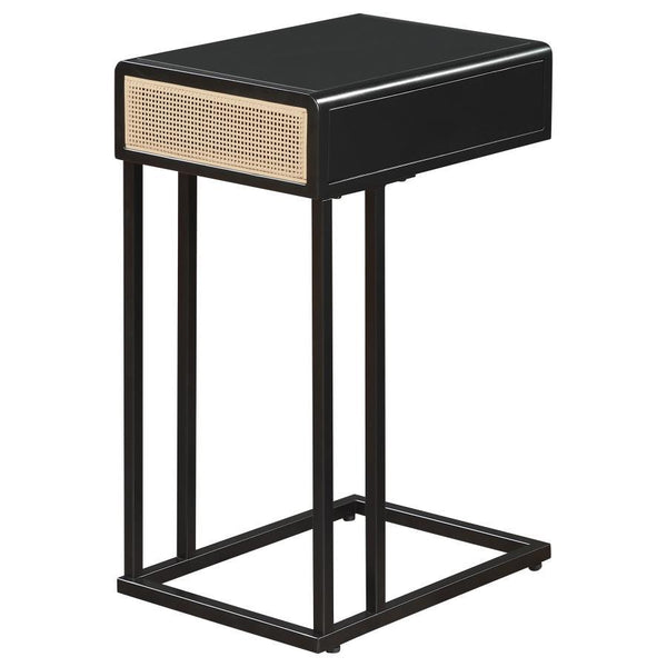 Amherst - 1-Drawer Radio Weave Cane Metal Side Table - Black