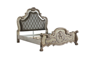 Elegant yet lightheartedly playful, Dresden is donned in an amiable Vintage Bone White finish with hand-applied burnish over the many layers of stains and finishes that are manually rubbed on, providing depth and character to this group. The Rococo style 