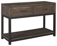 Combining a two-tone finish with a gently distressed texture produces one very distinctive sofa table. Whether your style is modern farmhouse or urban industrial, the Johurst sofa table is the perfect accent for your rustic retreat.<br><br><b>Additional D