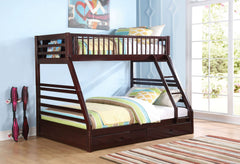 The Jason Bunk Bed is a great addition to any youth room. An Extra Large twin upper bed and queen size lower bed offer lots of space for sweet dreams. A rich, classic espresso finish gives this piece a polished look and makes it ideal for blending with an