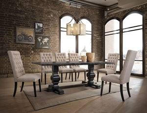 Superior craftsmanship and nicely detailing make the Morland collection a beautiful centerpiece for any dining area. Rectangular shape with double pedestal and trestle base makes this table looks more classic and nice. With matching armless parson chair, 