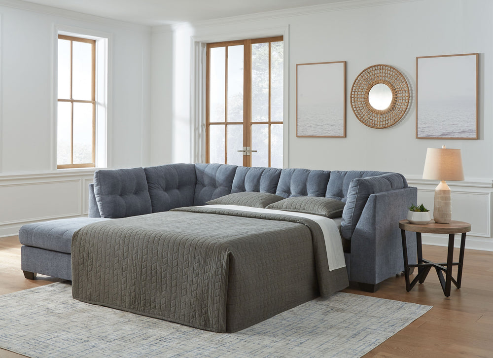 This right-arm facing full sofa sleeper is made with polyester upholstery. Pairs with other items in the series to make a sectional.<br><br><b>Additional Dimensions</b><br><ul><li>Arm height: 38-"</li><li>Seat depth: 23-"</li><li>Seat height: 20-"</li><li