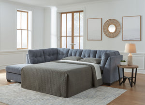 This right-arm facing full sofa sleeper is made with polyester upholstery. Pairs with other items in the series to make a sectional.<br><br><b>Additional Dimensions</b><br><ul><li>Arm height: 38-"</li><li>Seat depth: 23-"</li><li>Seat height: 20-"</li><li