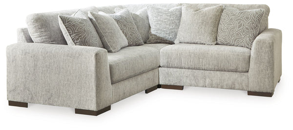 Sit back and enjoy the velvety softness of this sectional. Its contemporary design is accentuated by a subtle chevron pattern that masters the art of smart and sophisticated style.<br/><br/><b>Product Features</b><ul><li>Includes 3 pieces: left-arm facing