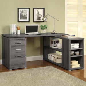  open shelves combine with three convenient drawers for lots of storage space. The three drawers include a 