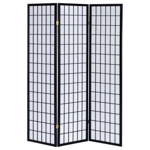 Carrie - 3-Panel Room Divider Folding Shoji Screen - Black