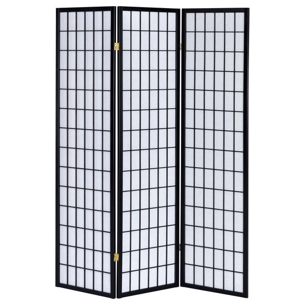 Carrie - 3-Panel Room Divider Folding Shoji Screen - Black