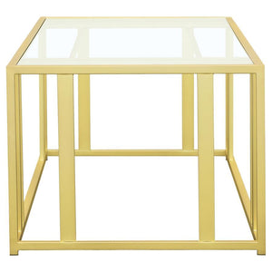 Adri - Rectangular Glass Top Coffee Table - Matte Brass