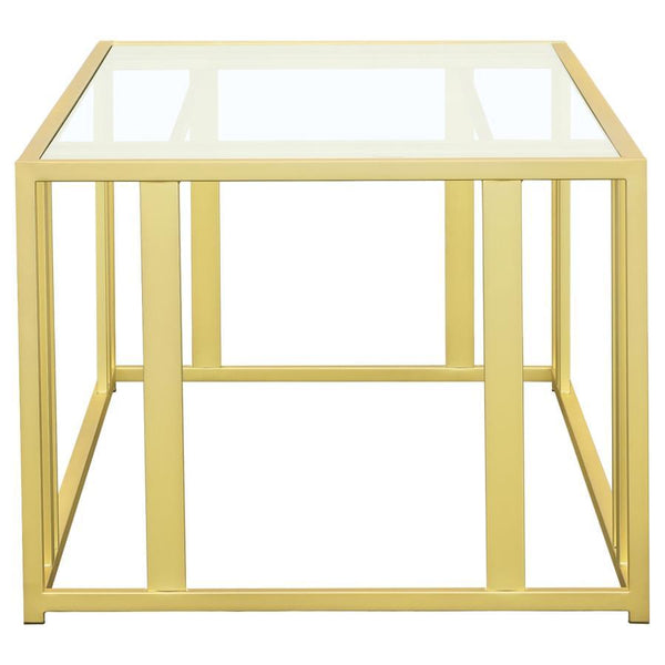Adri - Rectangular Glass Top Coffee Table - Matte Brass