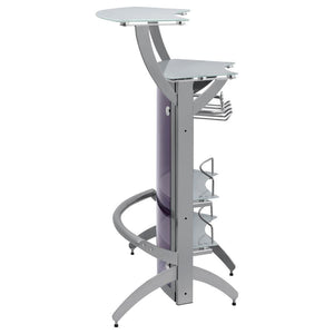 Dallas - 2-Shelf Curved Freestanding Home Bar Cabinet - Silver