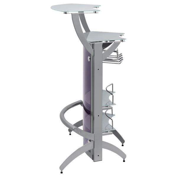 Dallas - 2-Shelf Curved Freestanding Home Bar Cabinet - Silver