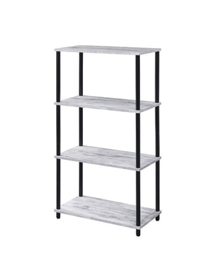 Add some original and cozy ideas to your reading place. The Nypho Bookshelf is truly impressive piece of furniture that features rustic wooden shelves and black-finished metal frame. It provides four shelves for books, magazines, and other decorative item