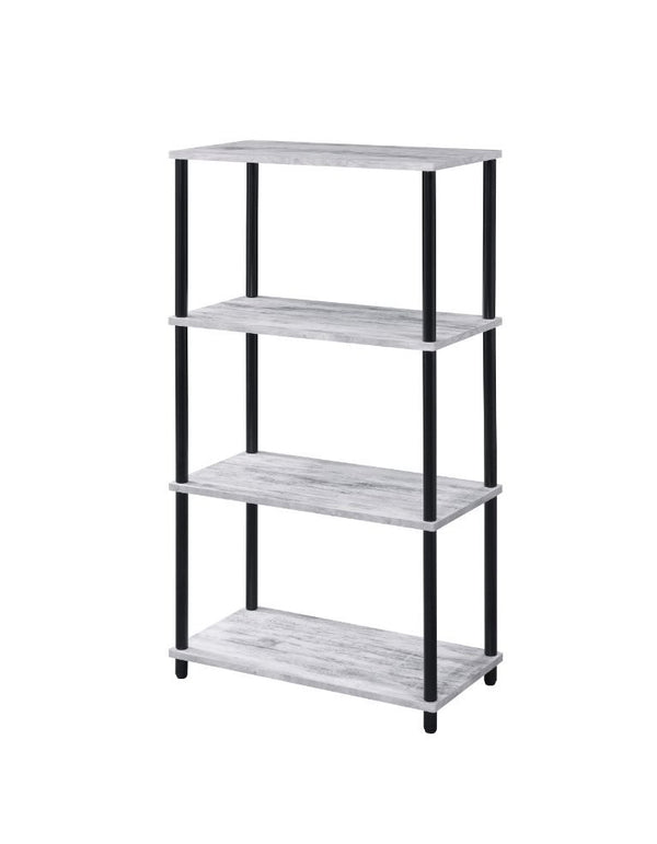 Add some original and cozy ideas to your reading place. The Nypho Bookshelf is truly impressive piece of furniture that features rustic wooden shelves and black-finished metal frame. It provides four shelves for books, magazines, and other decorative item