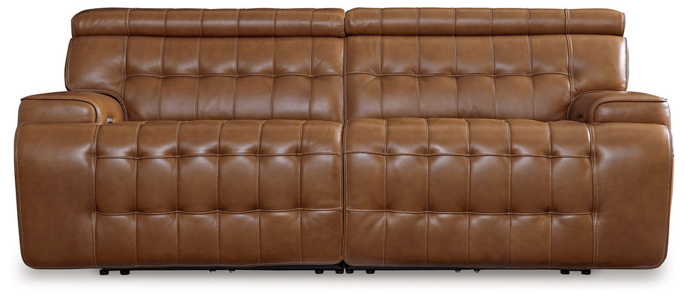 A mid-century modern update to a retro classic, this sectional is generously adaptable. Its combination of skillfully matched leather and faux leather upholstery exudes luxury and elegance. Deep seat cushions with dramatic tufting beckon you to relax and 