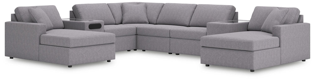 Looking cool and contemporary is great. But when it comes down to it, youâ€™re all about low-maintenance lounging. With the performance fabric on this sectional with chaise, cleaning spills is a breeze. Its customizable modular design caters to your ever-