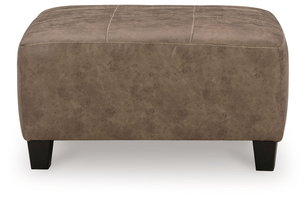 This decidedly modern oversized accent ottoman proves less is more, bringing simply inviting style to your living room. Take the guesswork out of decoratingâ€”its warm faux leather has a universal appeal, pairing with casual and contemporary aesthetics al