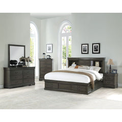 The Louis Philippe III storage bed is exclusively designed and filled with romantic spirit. A piece crafted and inspired by the luxurious designs of the past, this gorgeous bed features a stunning rectangular bookcase headboard and low profile footboard a