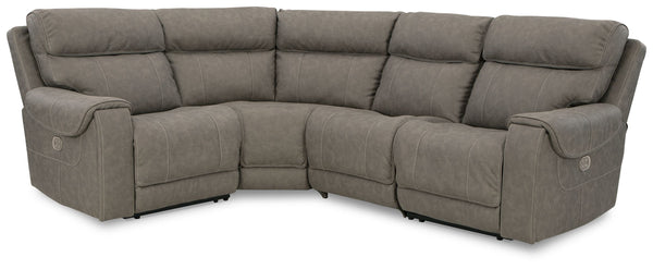 Destination: chic comfort. This power reclining sectional launches your living room into superior form with stellar attention to detail. Exemplifying attainable luxury, its handsome hue has an air of sophistication youâ€™ll long to lounge in. And when you